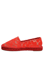 Dolce & Gabbana Red Lace Espadrille Flats