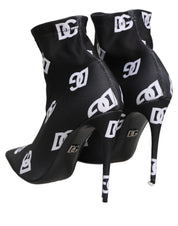 Dolce & Gabbana Black Stretch Fabric Ankle Boots