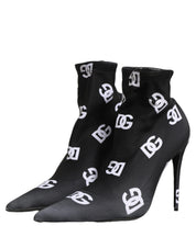 Dolce & Gabbana Black Stretch Fabric Ankle Boots