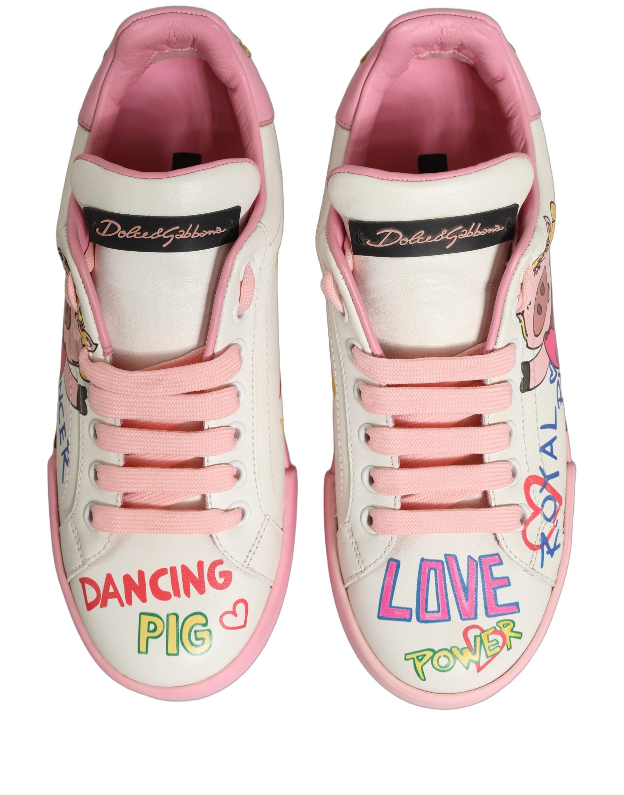 Dolce & Gabbana White Portofino Royal Pig Low-Top Sneakers