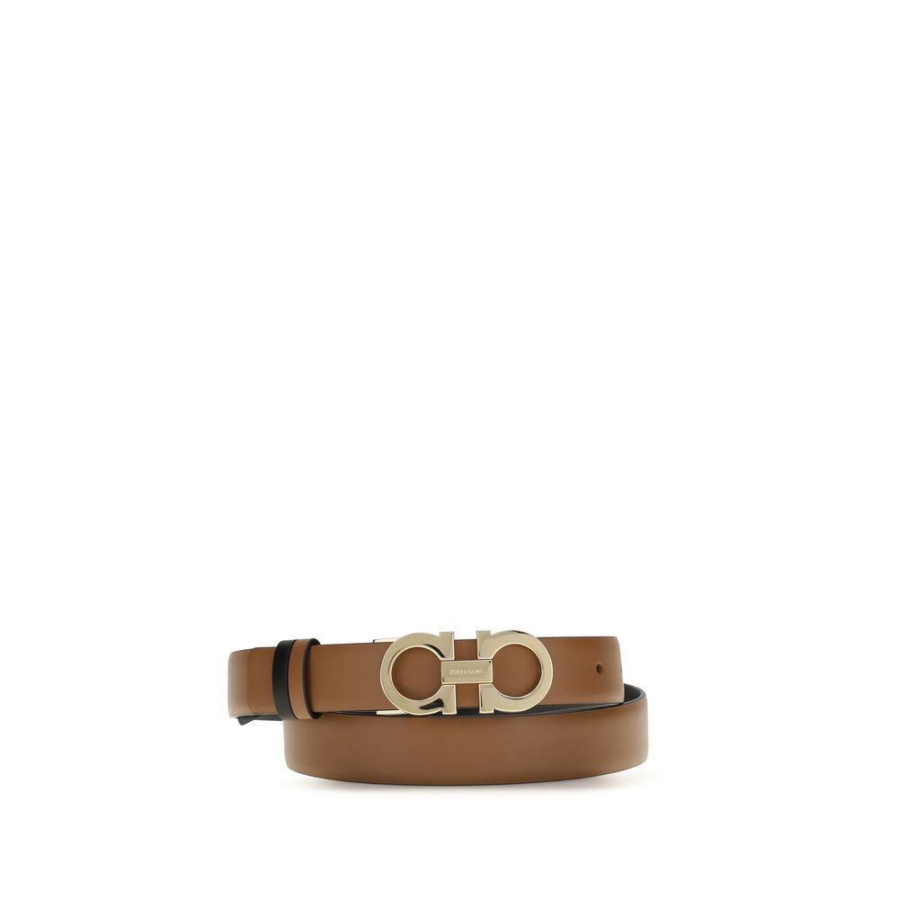 Ferragamo Brown Calf Leather Reversible Belt