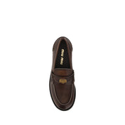 Miu Miu Brown Calf Leather Slip-On Loafers