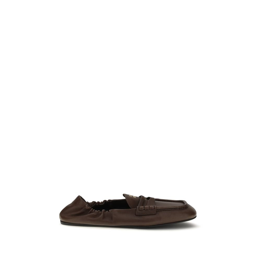 Miu Miu Brown Nappa Leather Slip-On Loafers