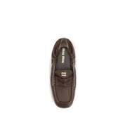 Miu Miu Brown Nappa Leather Slip-On Loafers
