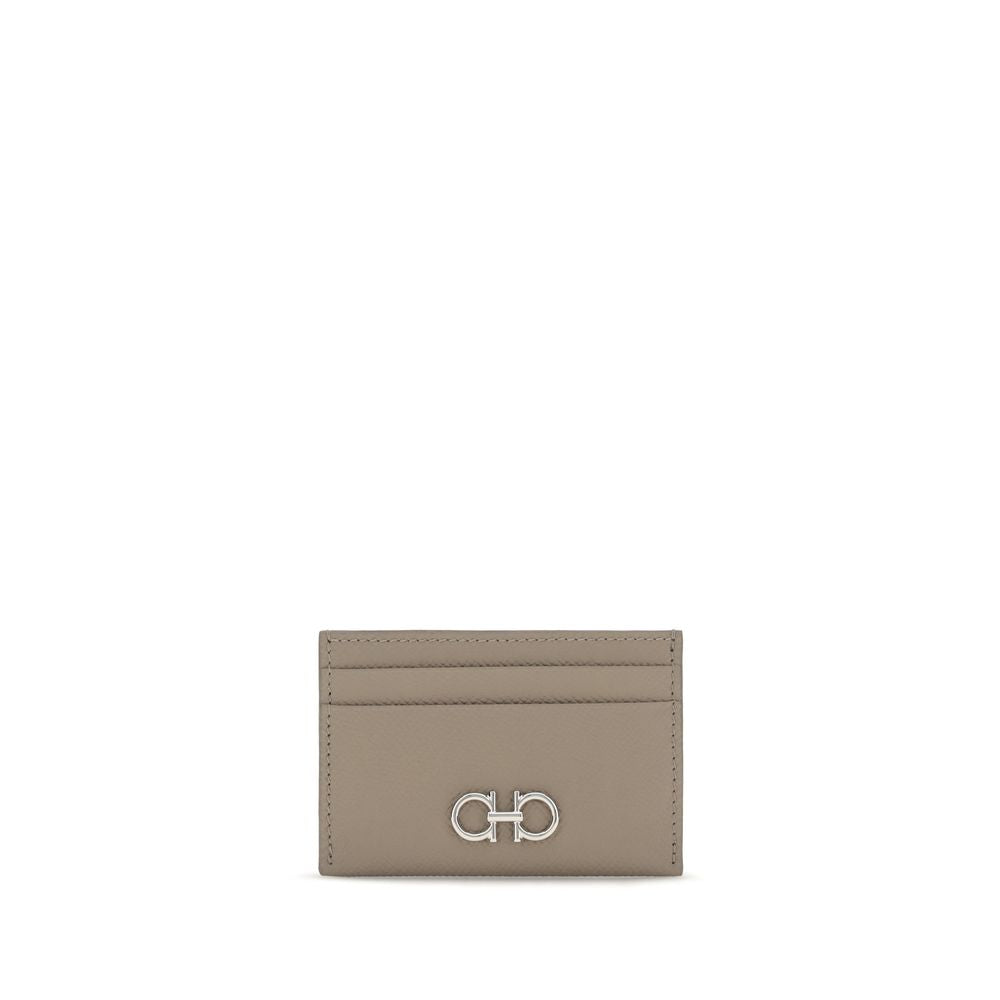 Ferragamo Beige Calf Leather Card Holder
