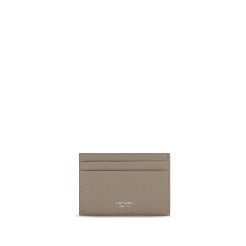 Ferragamo Beige Calf Leather Card Holder