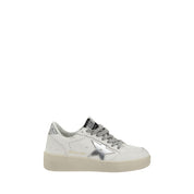 Golden Goose Silver Calf Leather Low Top Sneakers