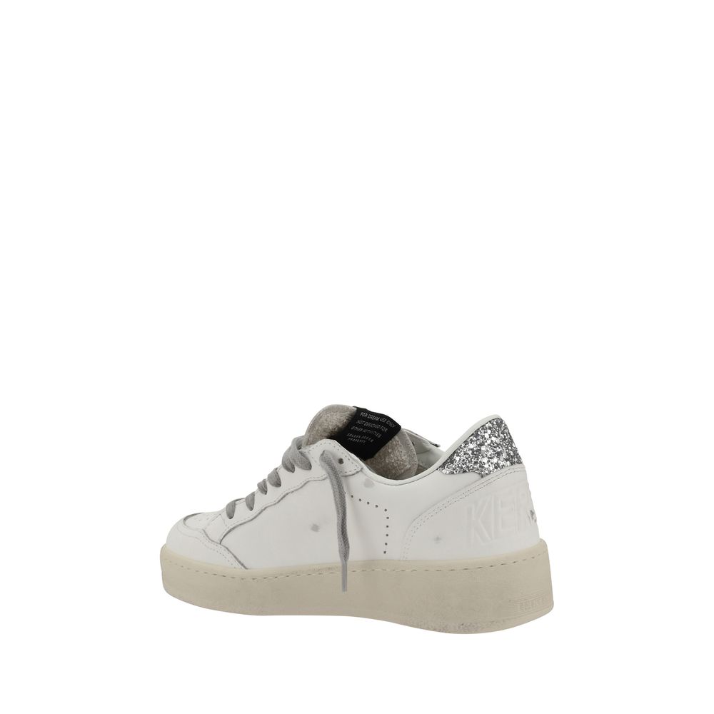 Golden Goose Silver Calf Leather Low Top Sneakers