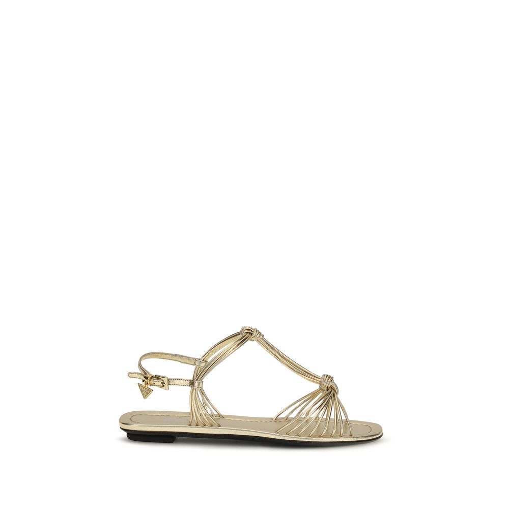 Prada Gold Calf Leather Flat Sandals