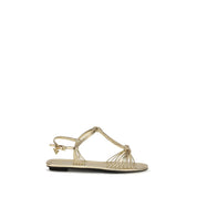 Prada Gold Calf Leather Flat Sandals