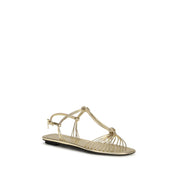 Prada Gold Calf Leather Flat Sandals