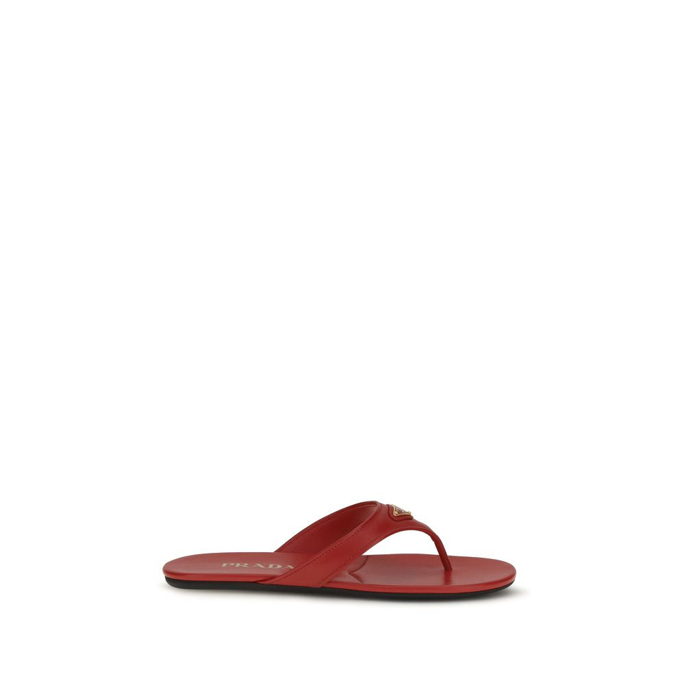 Prada Multicolor Calf Leather Flat Sandals