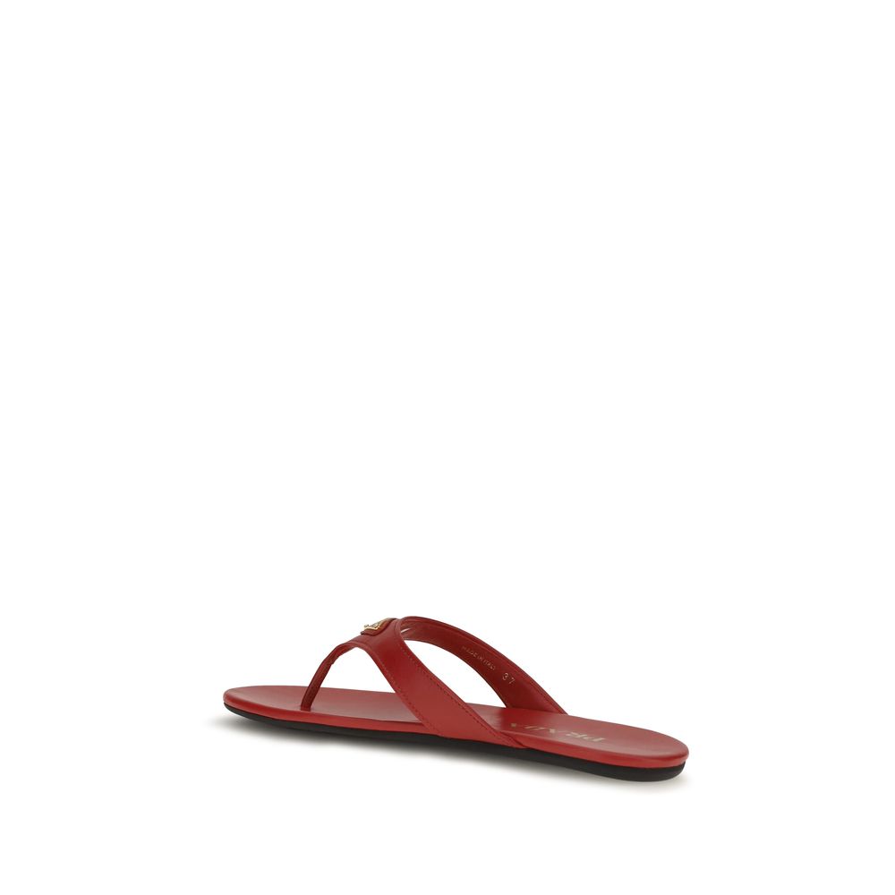 Prada Multicolor Calf Leather Flat Sandals