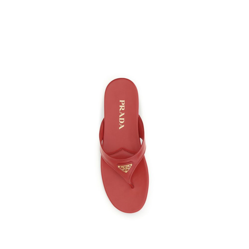 Prada Multicolor Calf Leather Flat Sandals