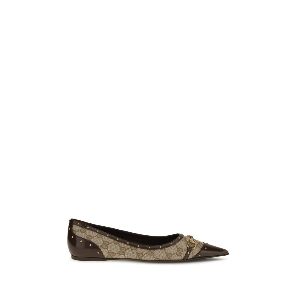 Gucci Beige GG Fabric Ballet Flats