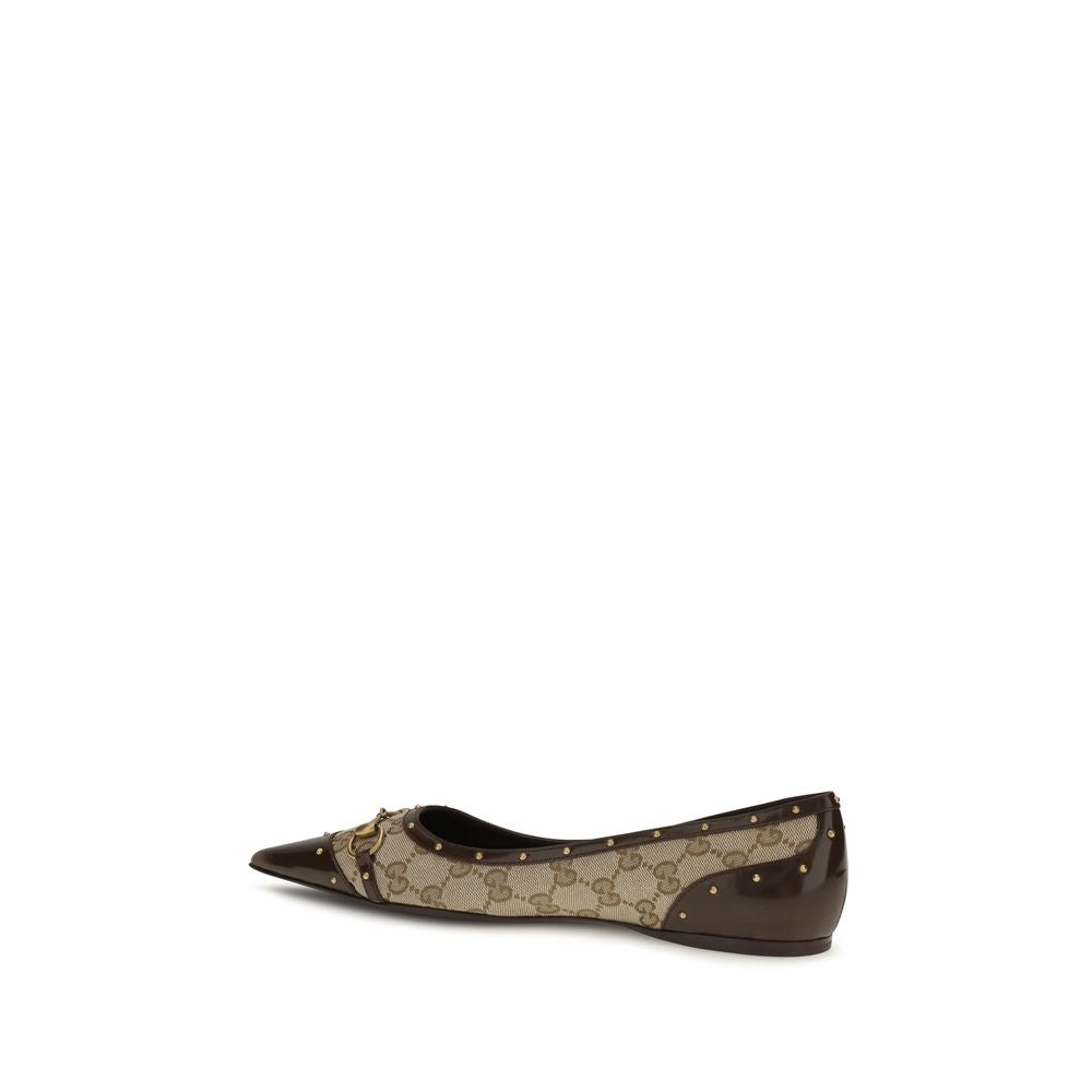 Gucci Beige GG Fabric Ballet Flats