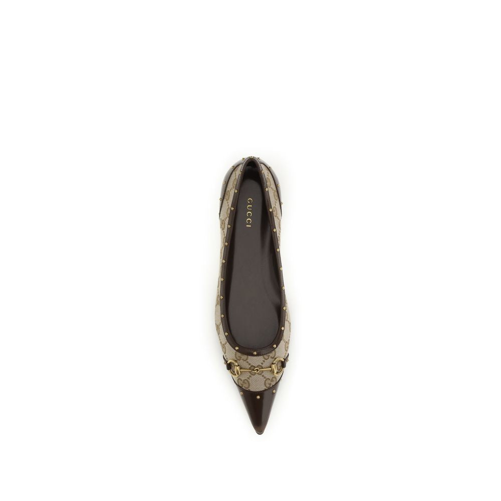Gucci Beige GG Fabric Ballet Flats