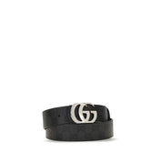 Gucci Black GG Fabric and Leather Belt