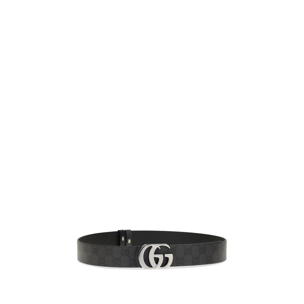 Gucci Black GG Fabric and Leather Belt