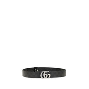 Gucci Black GG Fabric and Leather Belt