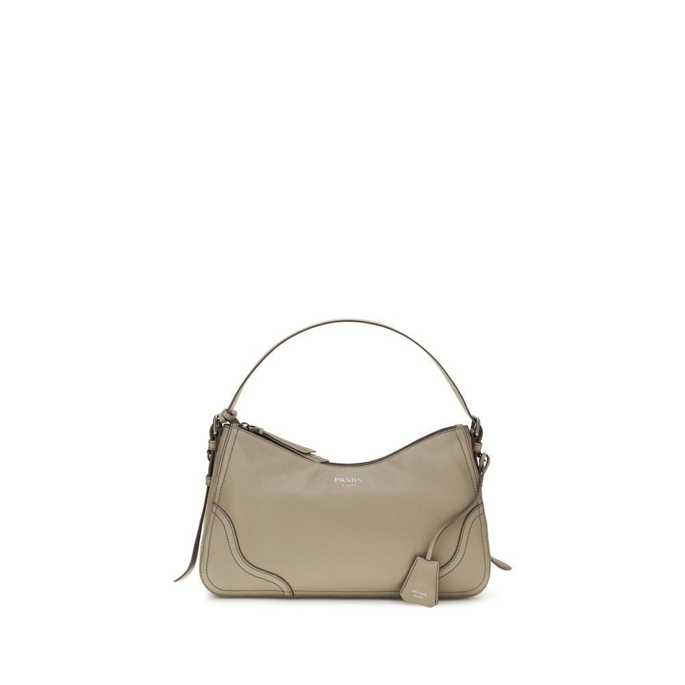 Prada Gray Calf Leather Shoulder Bag