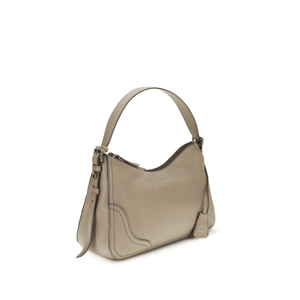 Prada Gray Calf Leather Shoulder Bag