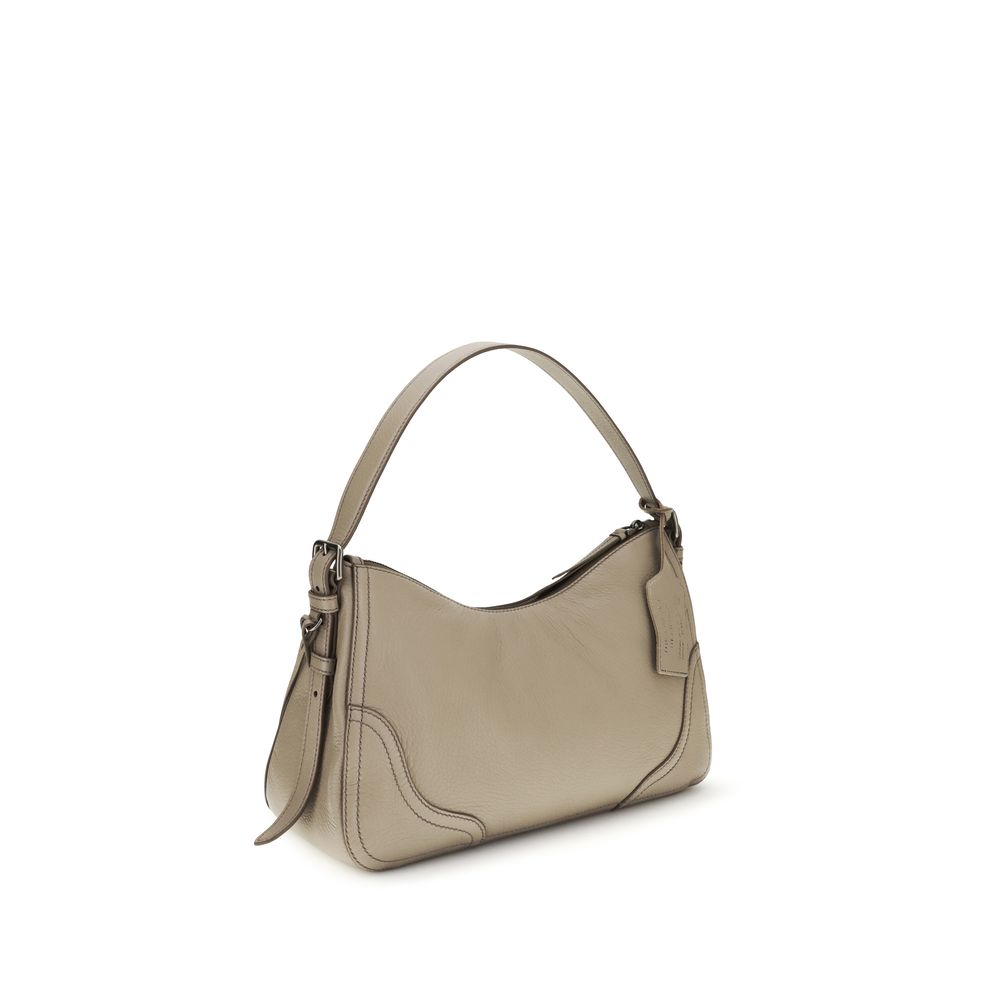 Prada Gray Calf Leather Shoulder Bag