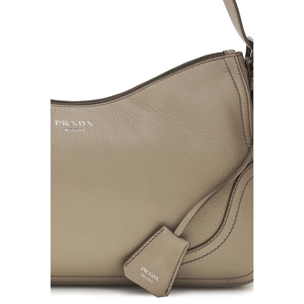 Prada Gray Calf Leather Shoulder Bag