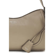 Prada Gray Calf Leather Shoulder Bag