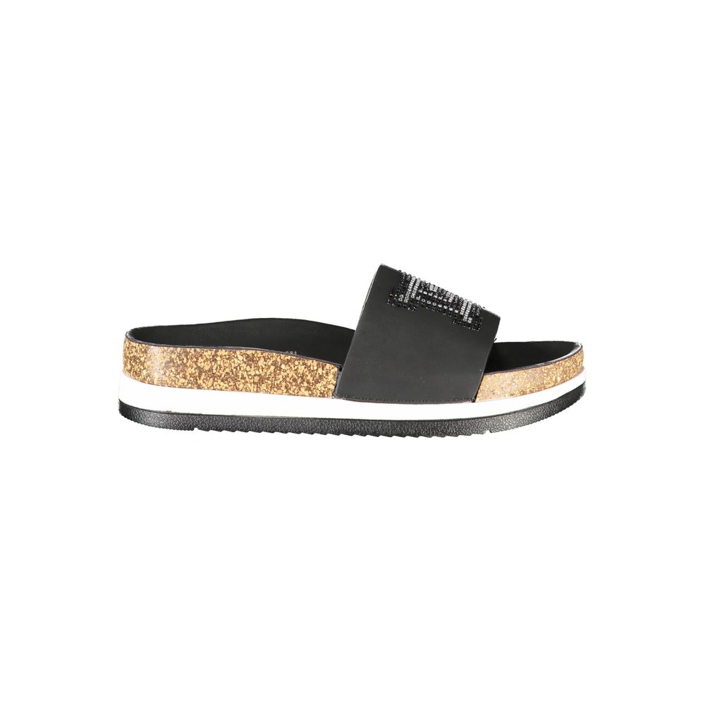 Laura Biagiotti Black Polyurethane Slippers