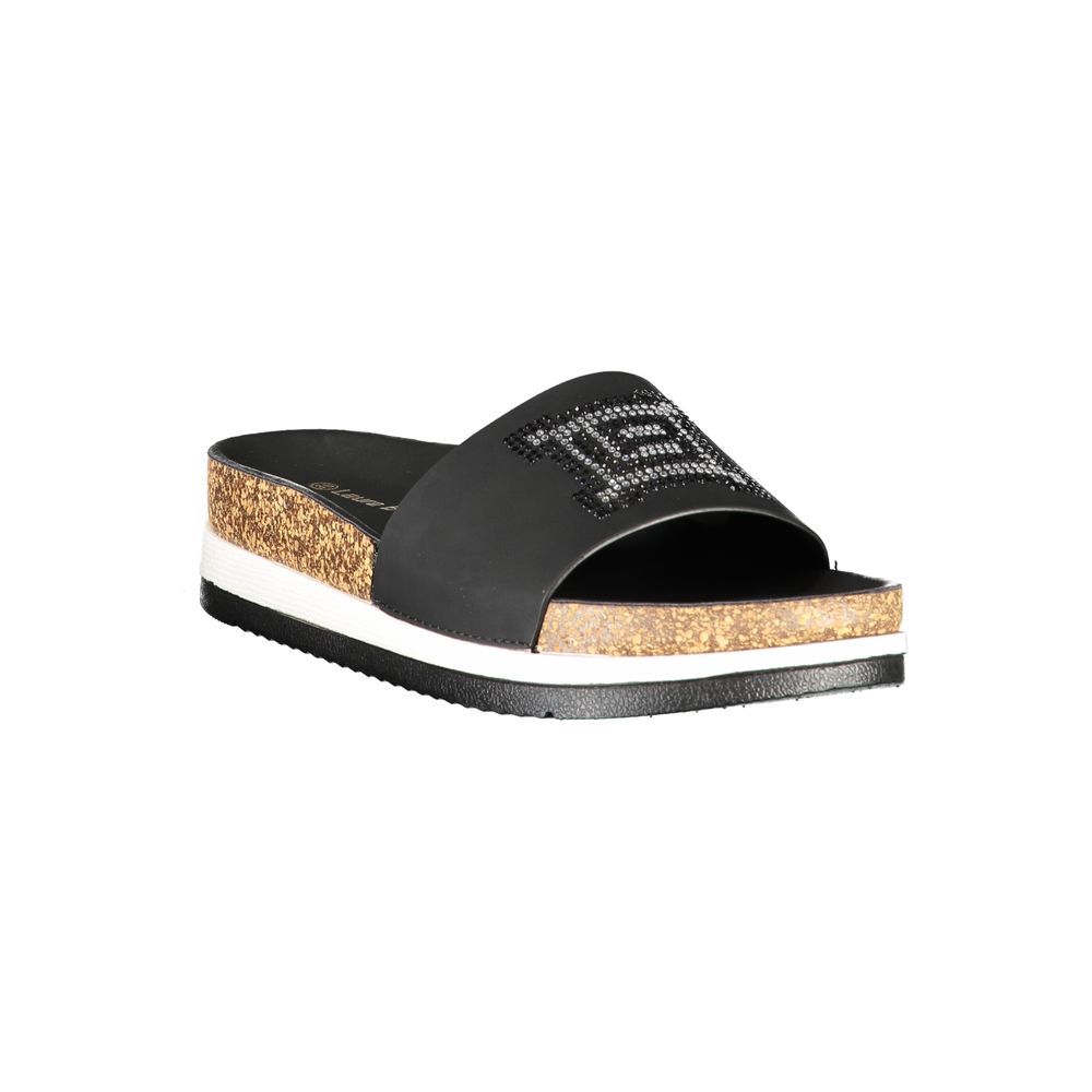 Laura Biagiotti Black Polyurethane Slippers