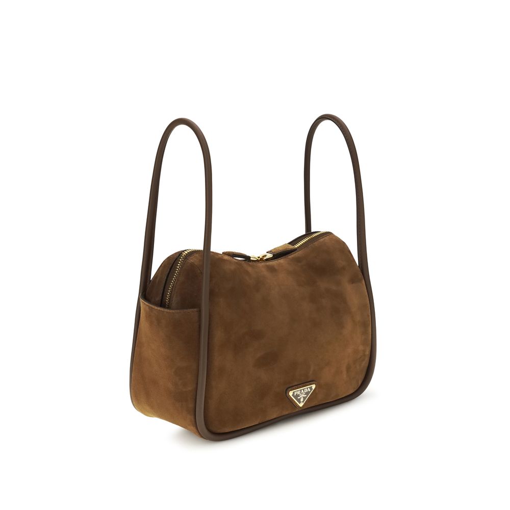 Prada Brown Suede and Leather Handbag