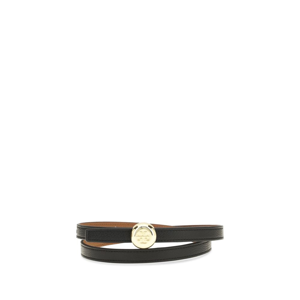 Tory Burch Black Calf Leather Regular Belt