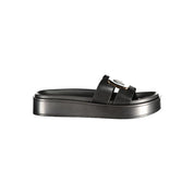 Laura Biagiotti Black Polyurethane Sandals