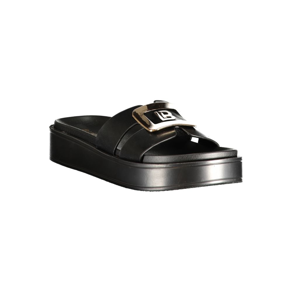 Laura Biagiotti Black Polyurethane Sandals