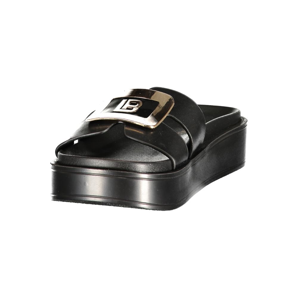 Laura Biagiotti Black Polyurethane Sandals