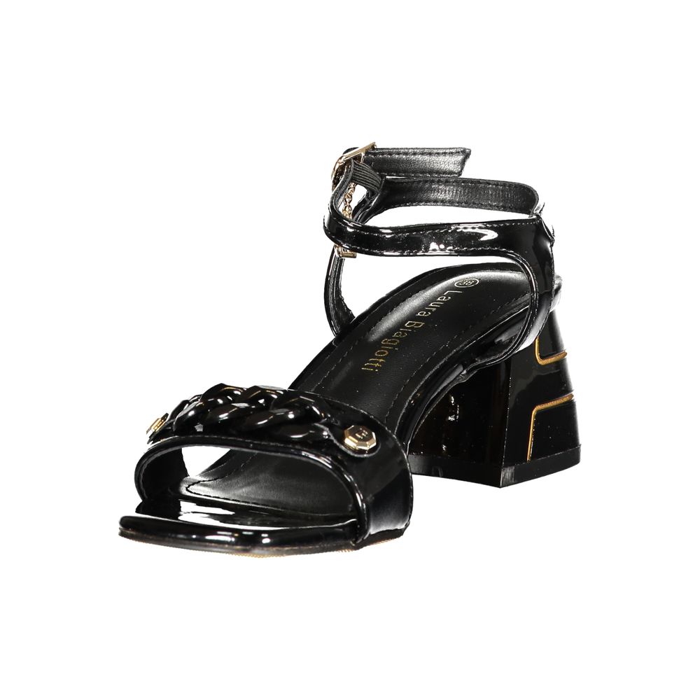 Laura Biagiotti Black Polyurethane Sandals