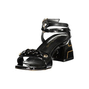 Laura Biagiotti Black Polyurethane Sandals