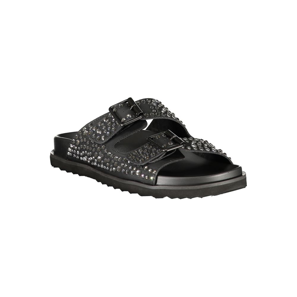 Laura Biagiotti Black Polyurethane Slippers