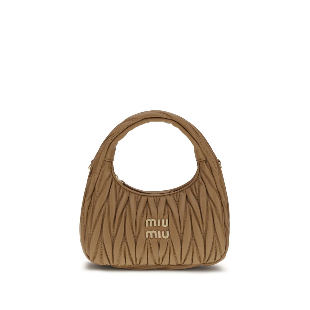 Miu Miu Beige Calf Leather Hobo Handbag