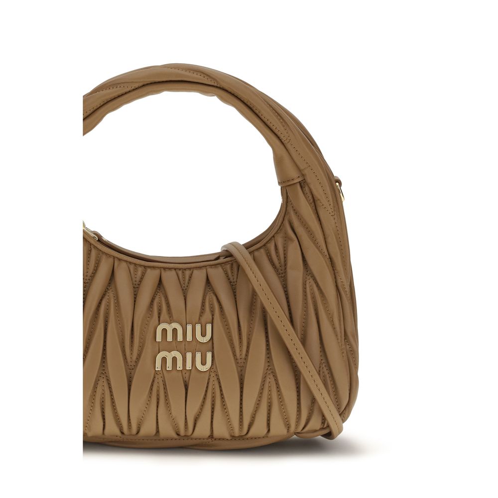 Miu Miu Beige Calf Leather Hobo Handbag