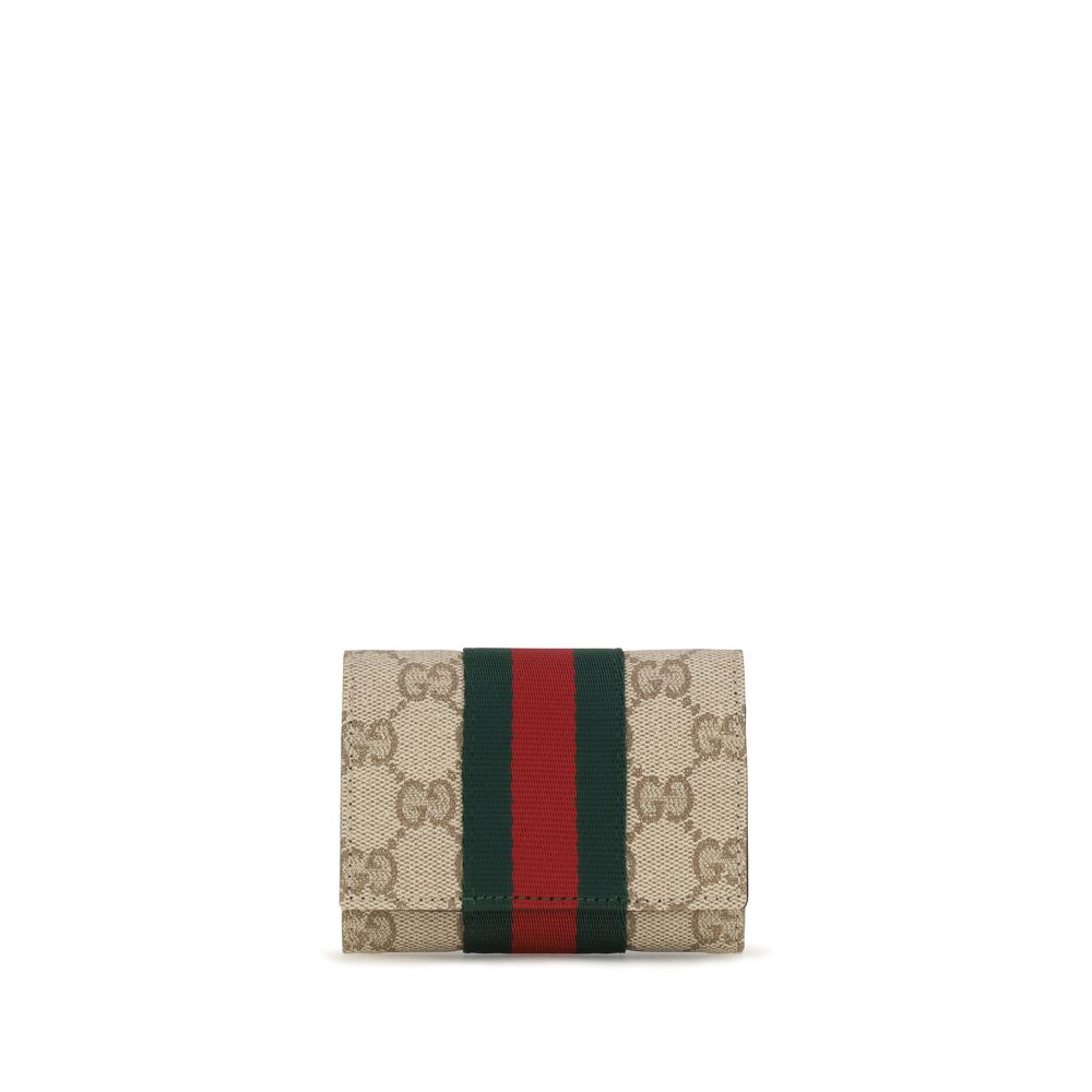 Gucci Beige Fabric Bi-fold Card Holder