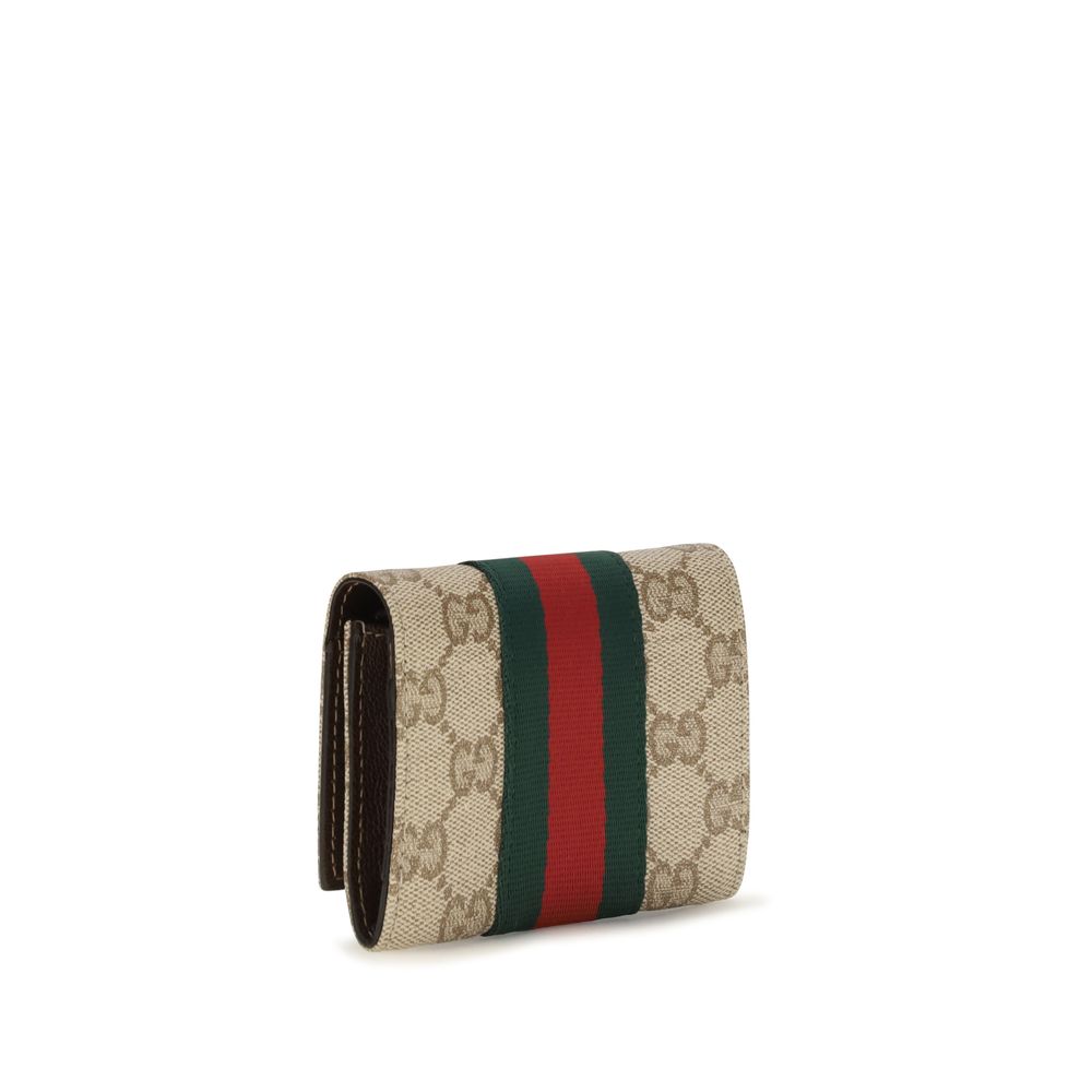 Gucci Beige Fabric Bi-fold Card Holder