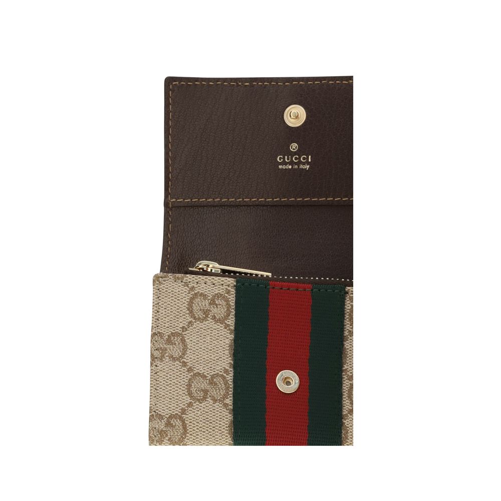 Gucci Beige Fabric Bi-fold Card Holder