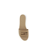 Fendi Beige Calf Leather Flat Sandals