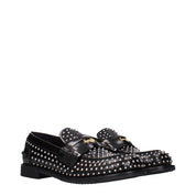 Miu Miu Black Leather Slip-On Loafers