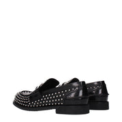 Miu Miu Black Leather Slip-On Loafers