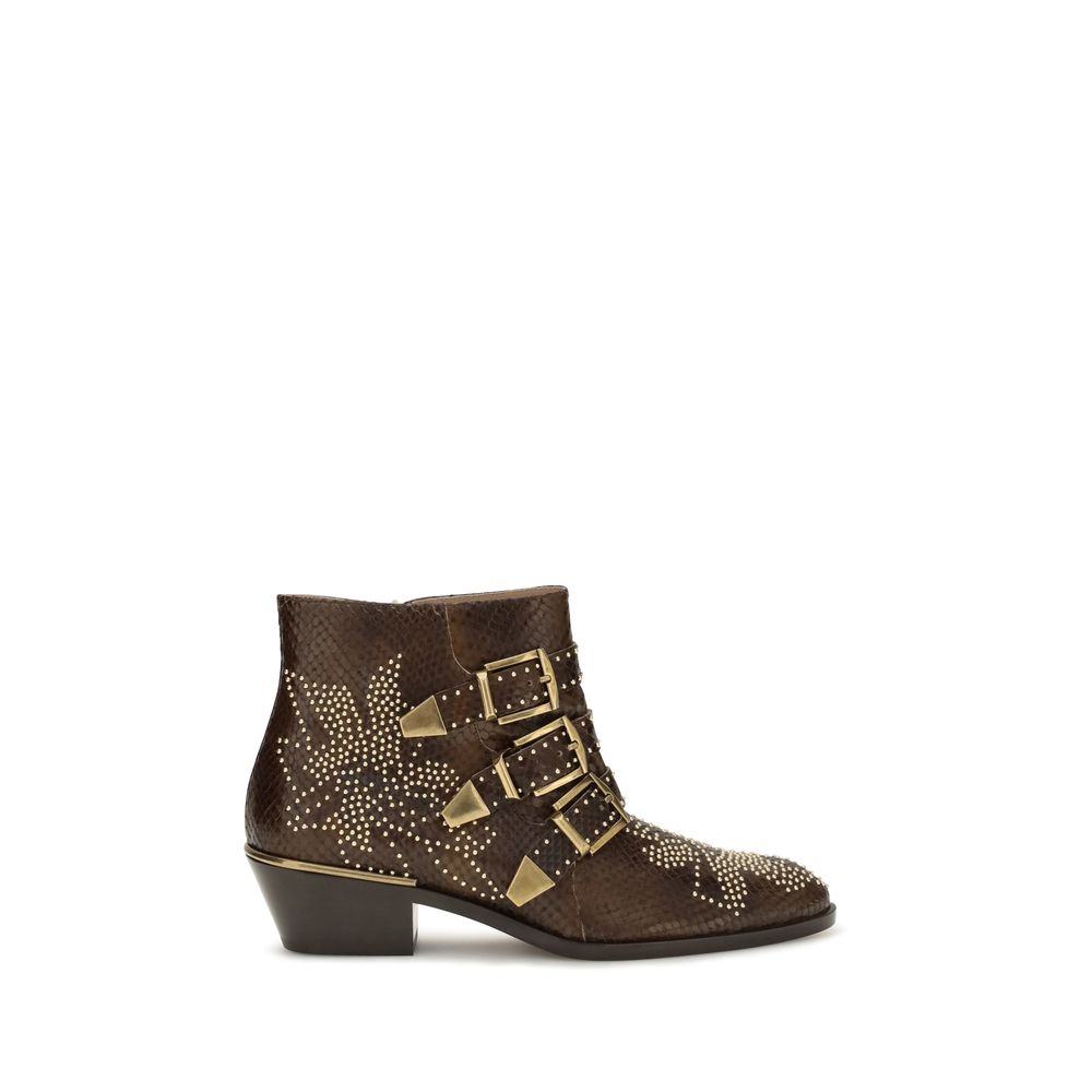 Chloé Brown Calf Leather Ankle Boots