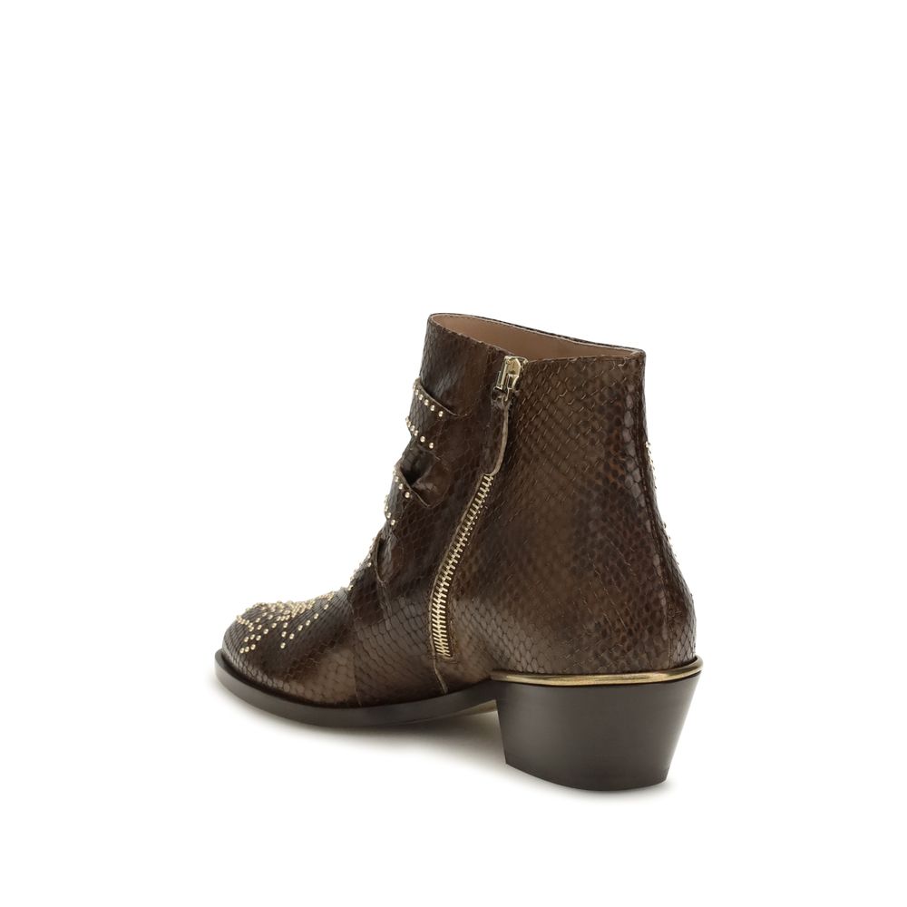 Chloé Brown Calf Leather Ankle Boots