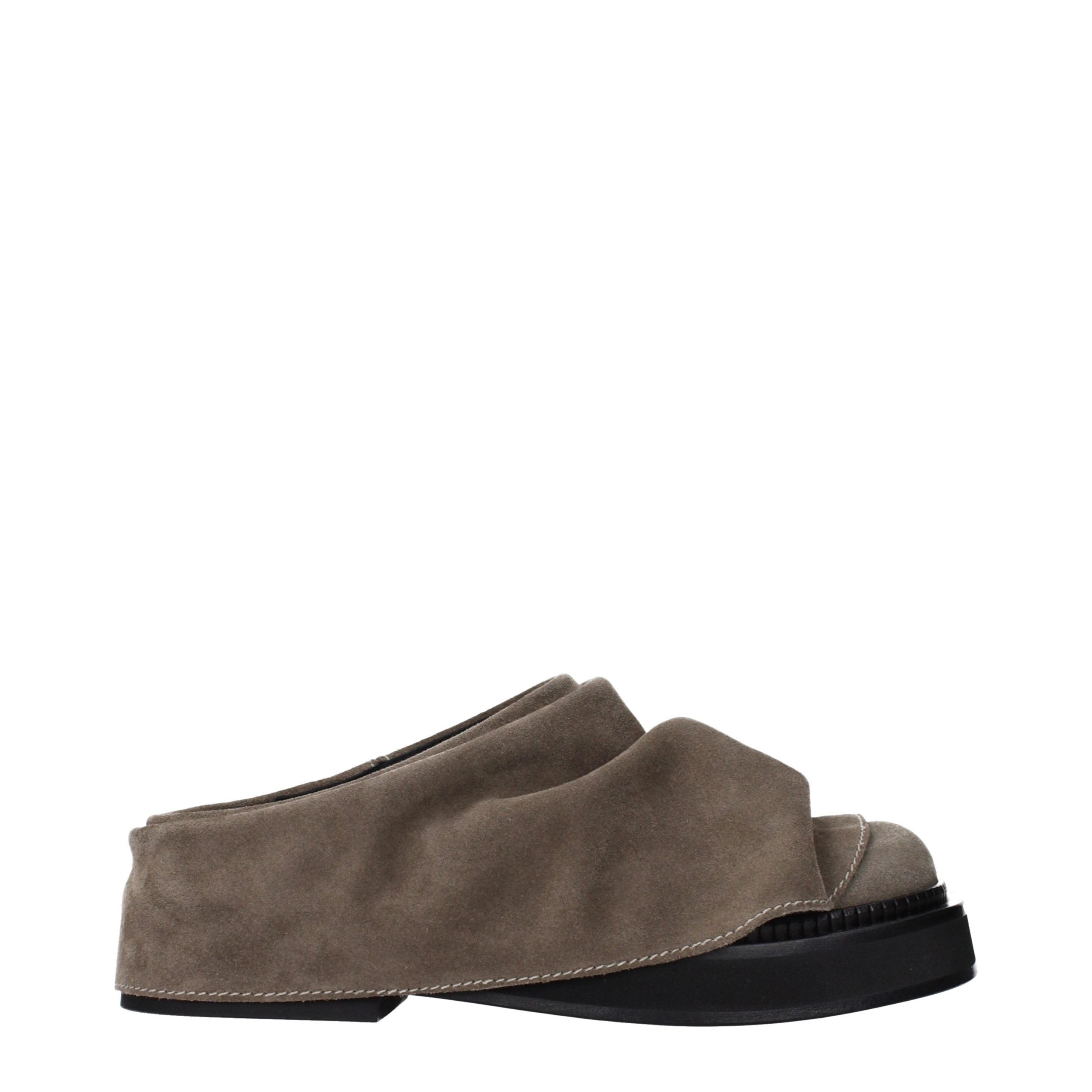 The Attico Gray Suede Slippers